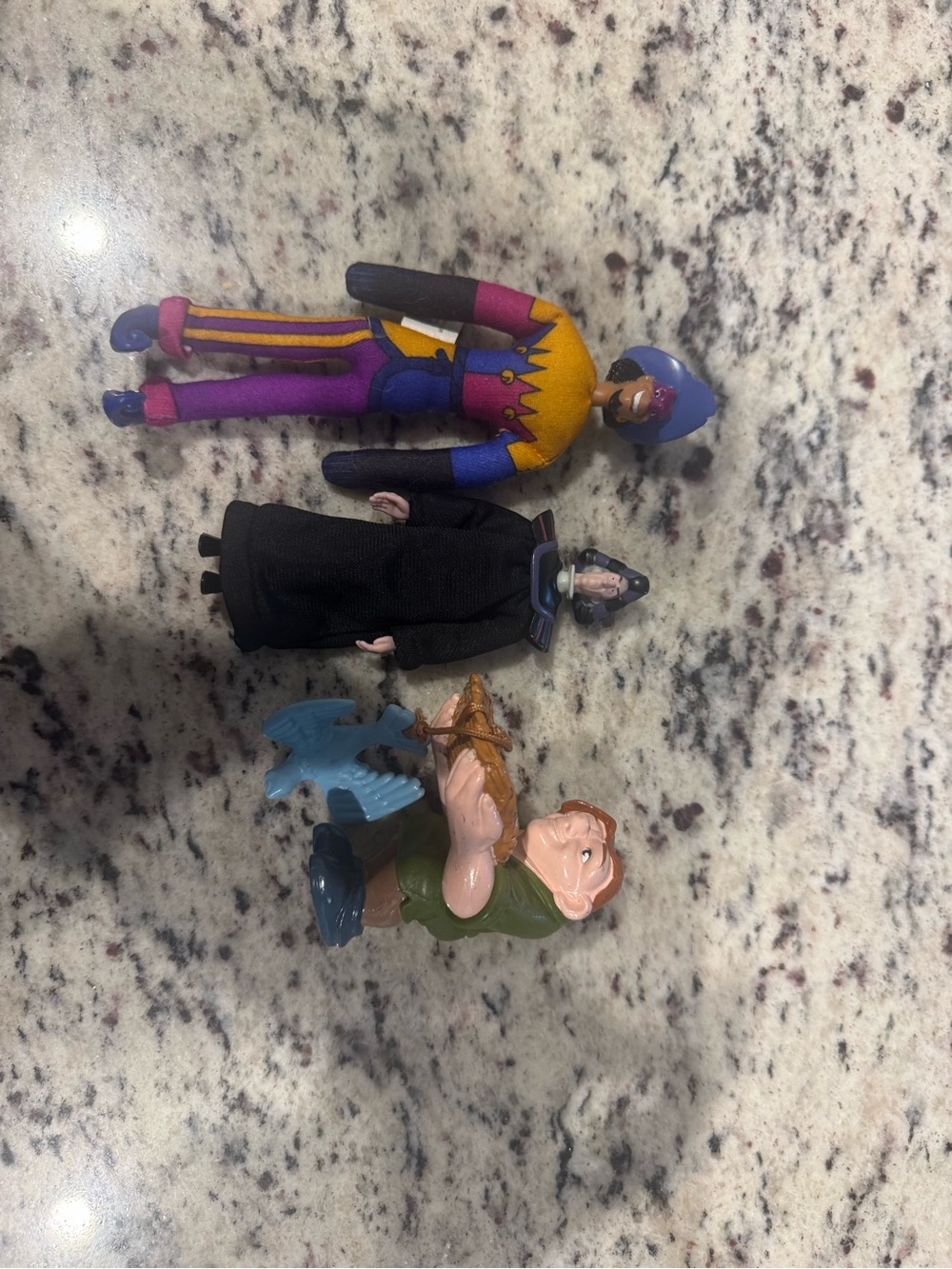 3 piece vintage Burger King Hunchback of Notre Dame toys.